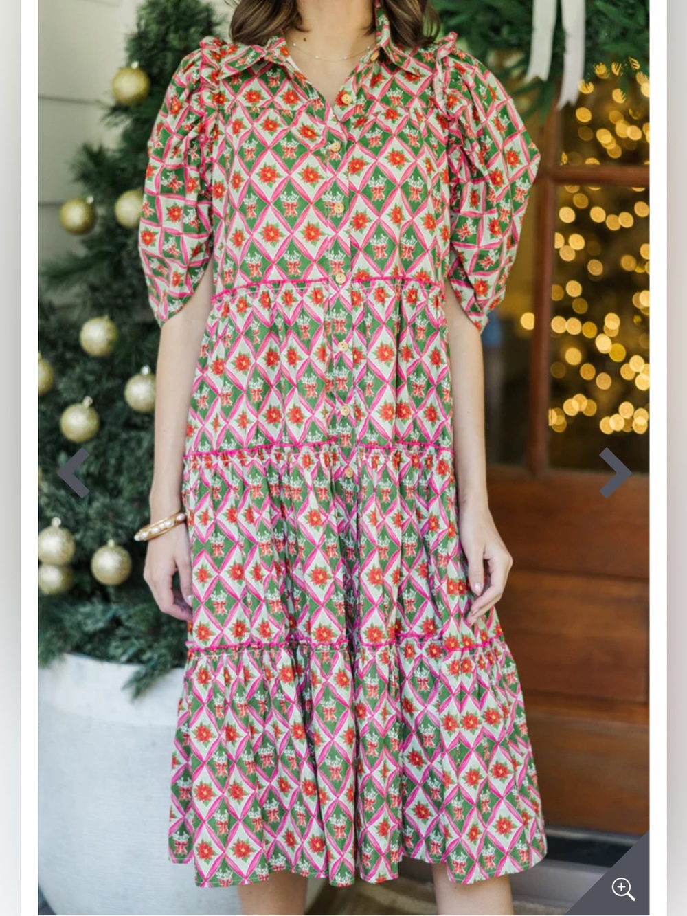 Shop The Mint Run To You Green Holiday Medallion Print Midi Dress Size S